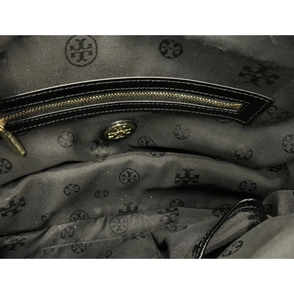 Tory Burch Thea Black Leather Triple Zip Satchel Bag and Matching Wristlet‎ Set